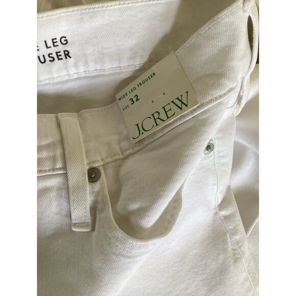 J. Crew NWT Wide Leg Trousers High Rise Cotton White 32 - Picture 5 of 6